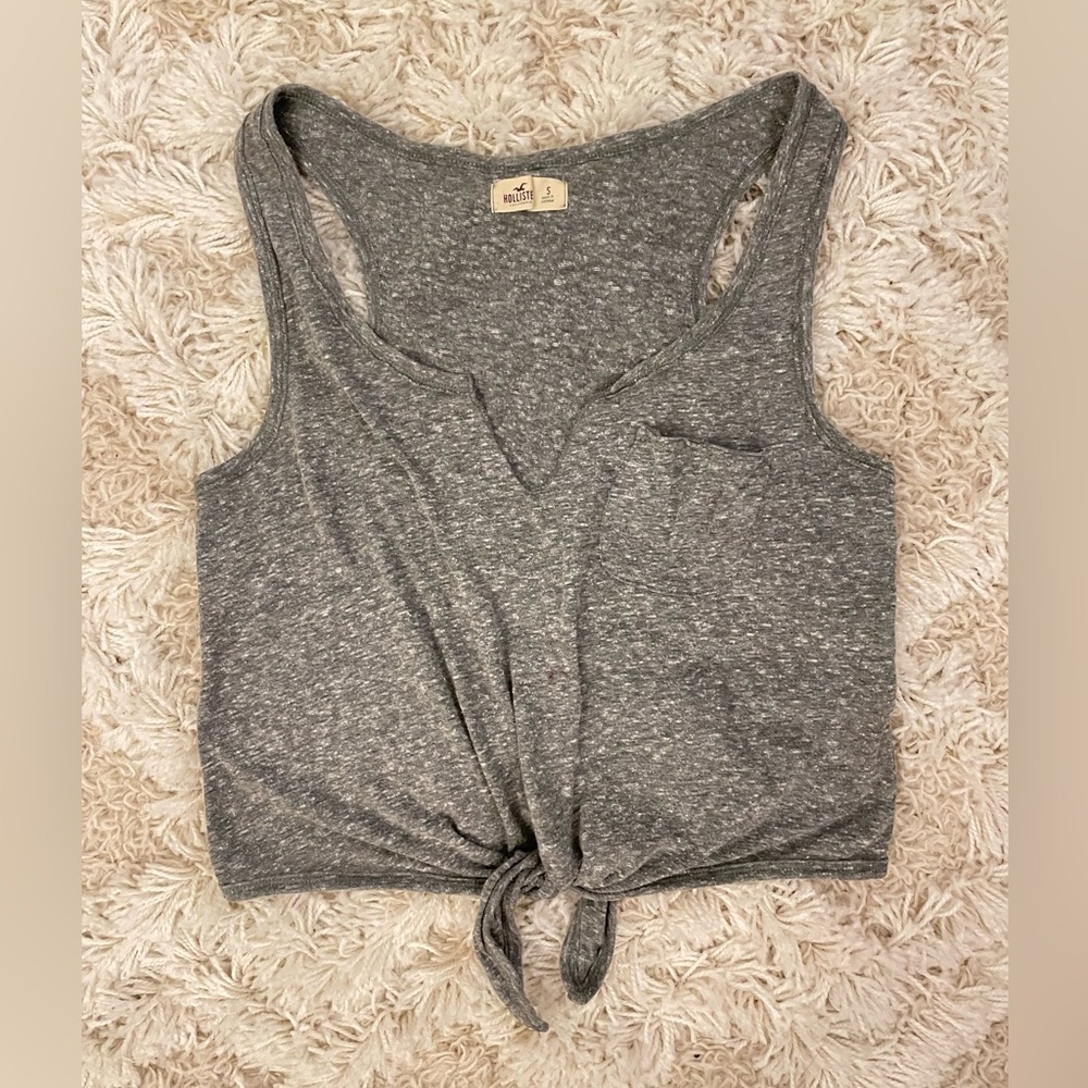Hollister Knot Tie Front Tank Top Size XS Gray